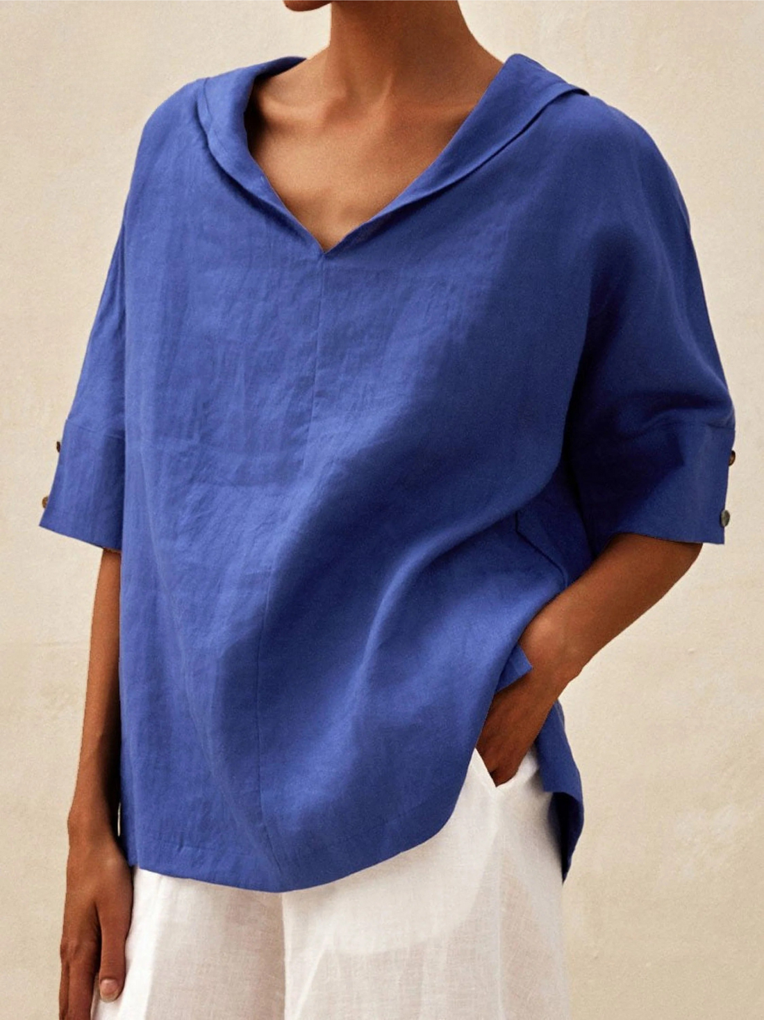 Elvayn | Women's Casual V-neck Linen Shirt