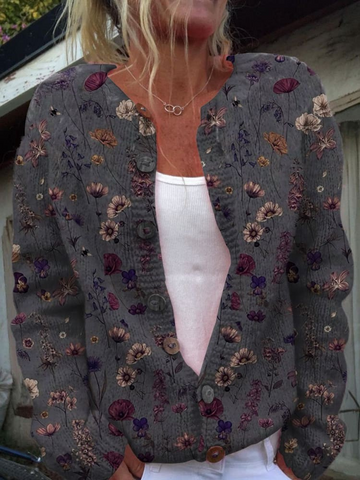 Floralia Vibrant Floral Cardigan Sweater - Bold Bloom Knit for Effortless Style