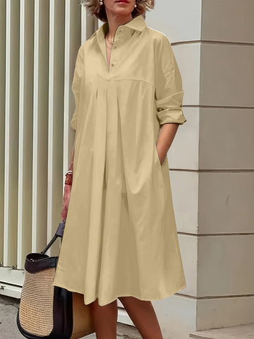 Elvayn | White Button Shirt Dress