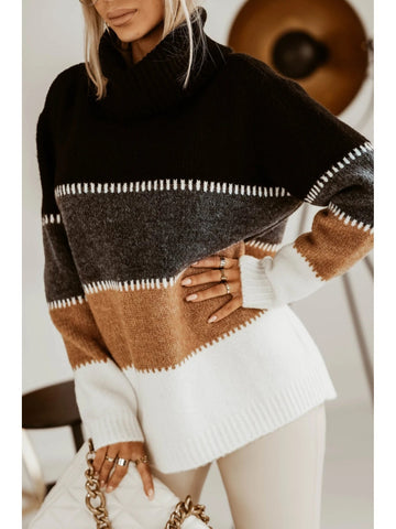 Elvayn | Contrast Collar Knit Sweater