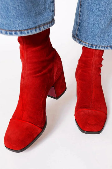 Frances | Square Toed Ankle Boot With Bold Heel