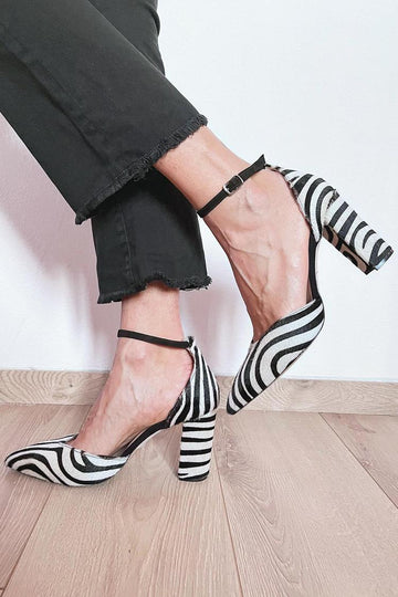 Elvayn | ZEBRA PRINT PUMPS WITH ANKLE STRAP