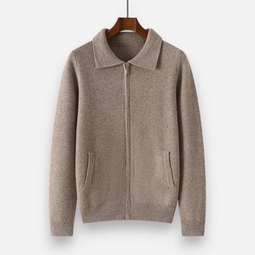Elvayn | Men’s Wool-Cashmere Zip Business Sweater