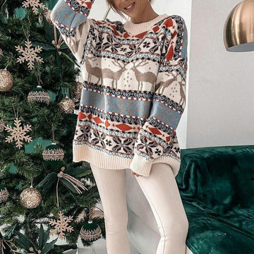 Elvayn  | Winter Women Patterned Style Sweater