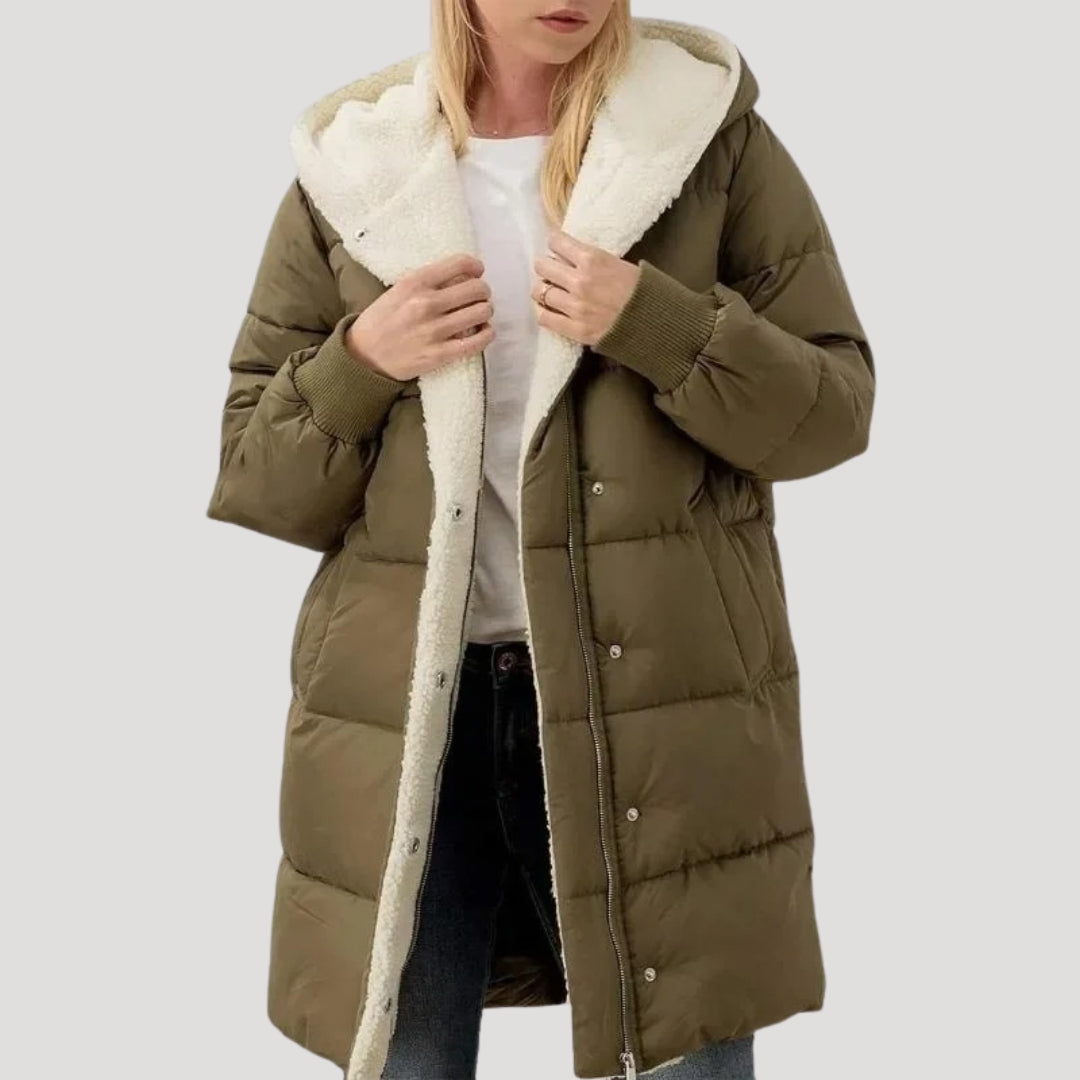 Elvayn | Winter Hooded Puffer Coat For Women