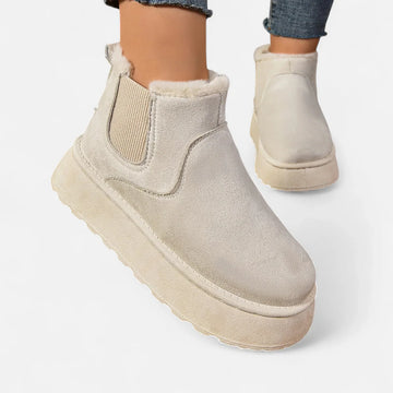 Plush-lined platform winter ankle boots for women