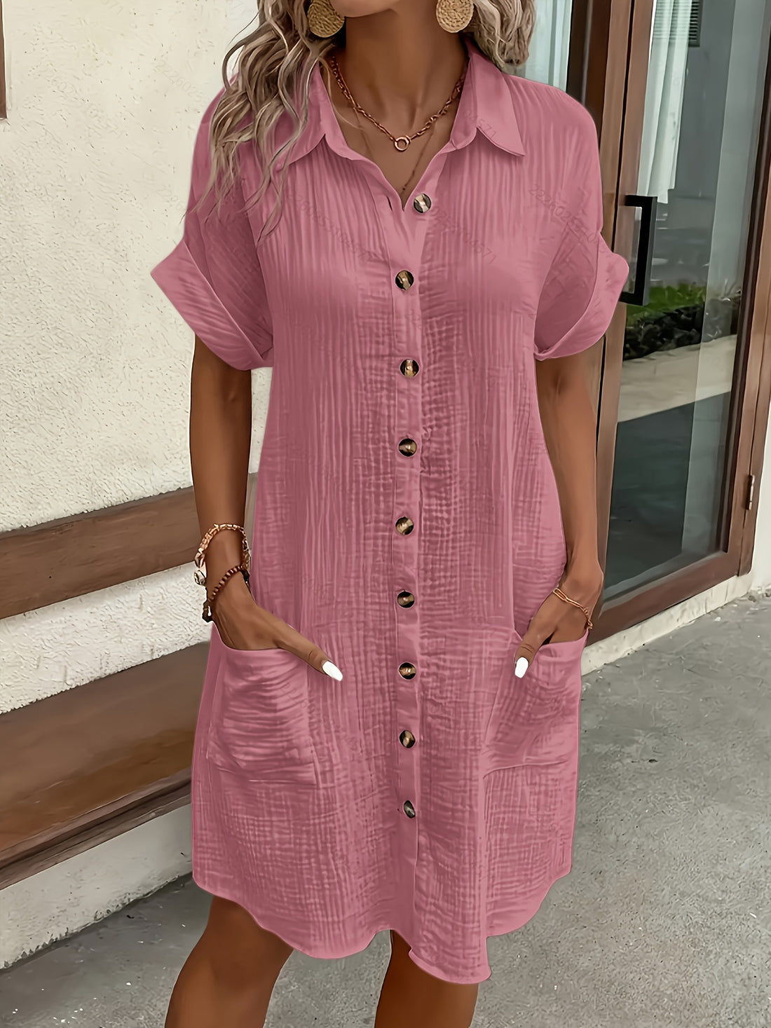 Elvayn | Classic Button Shirt Dress