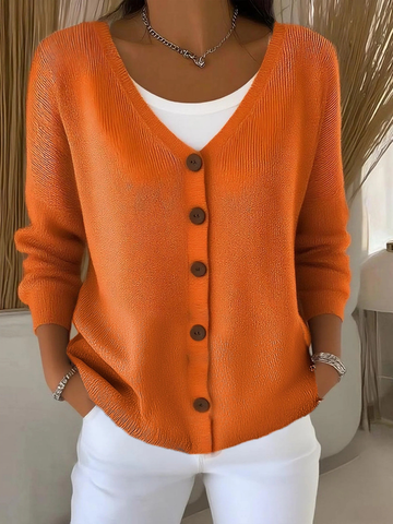 Elvayn | Women's Autumn Buttoned V-neck Cardigan Sweater