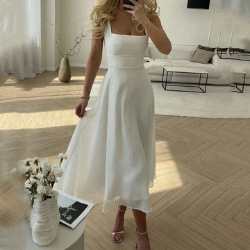 Elvayn | Women Wedding Guest Square Midi Dress
