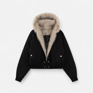 Elvayn | Women’s Winter Hooded Coat – Fur Collar Vintage Style