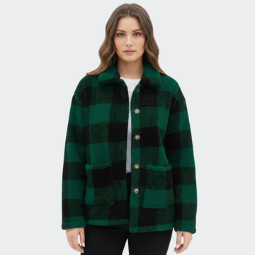 Soft and comfortable plaid teddy jacket for women