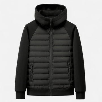 Elvayn | Men’s Hooded Down Jacket – Spliced Quilted Style