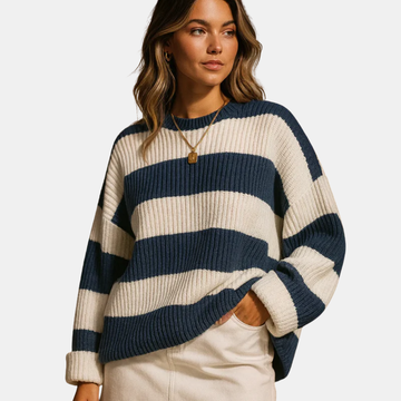 Women’s wide-striped sweater in soft knit