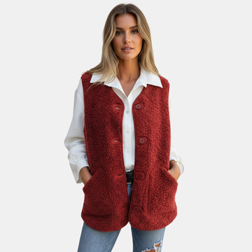 Casual teddy fleece vest for women