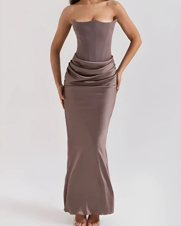 Elvayn | Women Wedding Guest Draped Maxi Dress