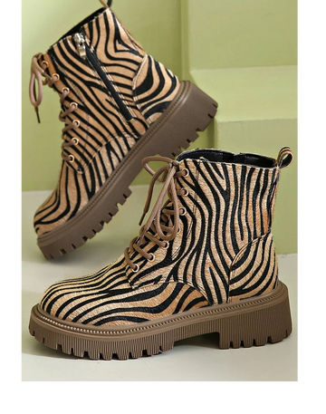 Sloane™ | Zebra Lace-Up Boots