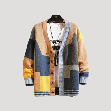 Elvayn | Women’s Spring Colorblock Button Knit Cardigan