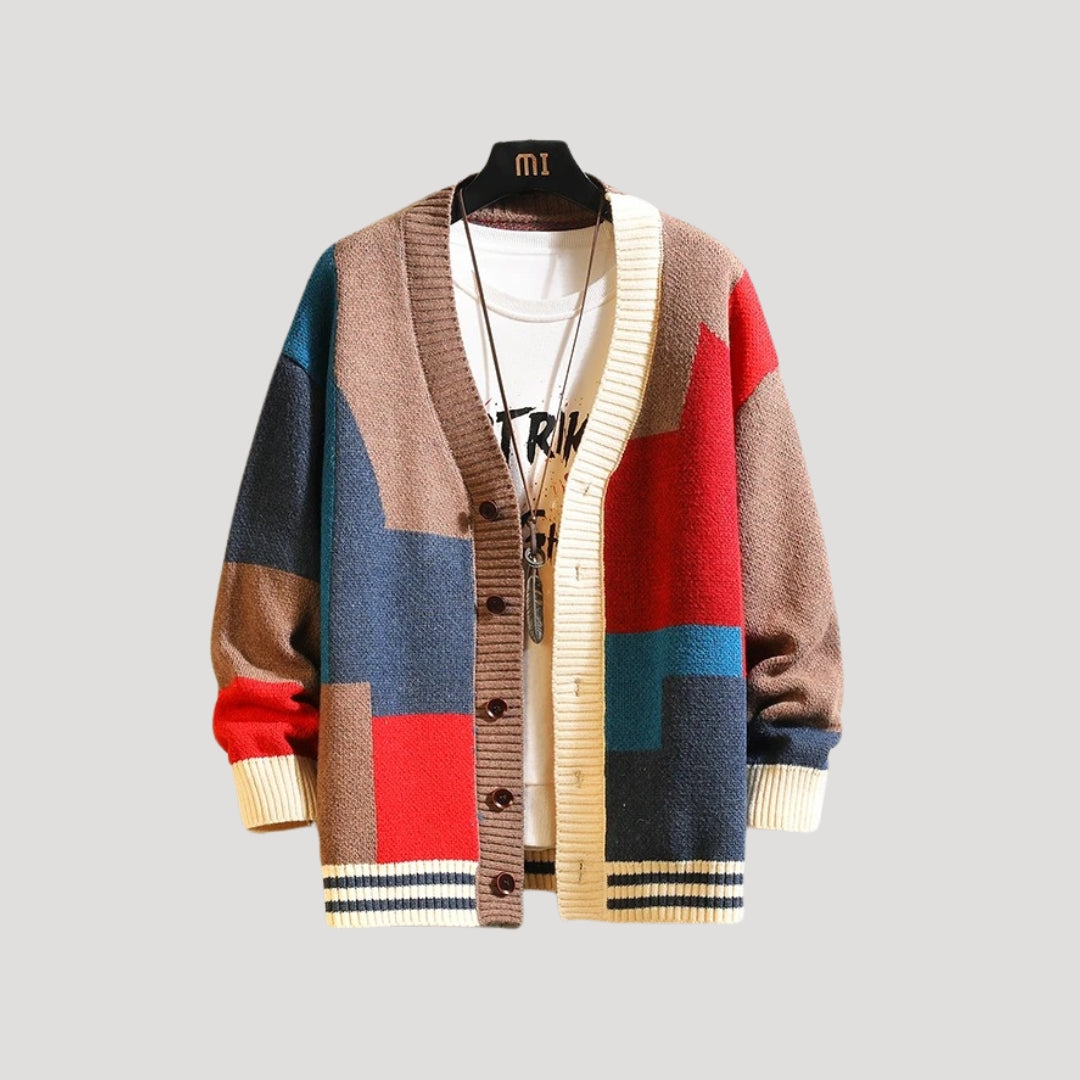 Elvayn | Women’s Spring Colorblock Button Knit Cardigan