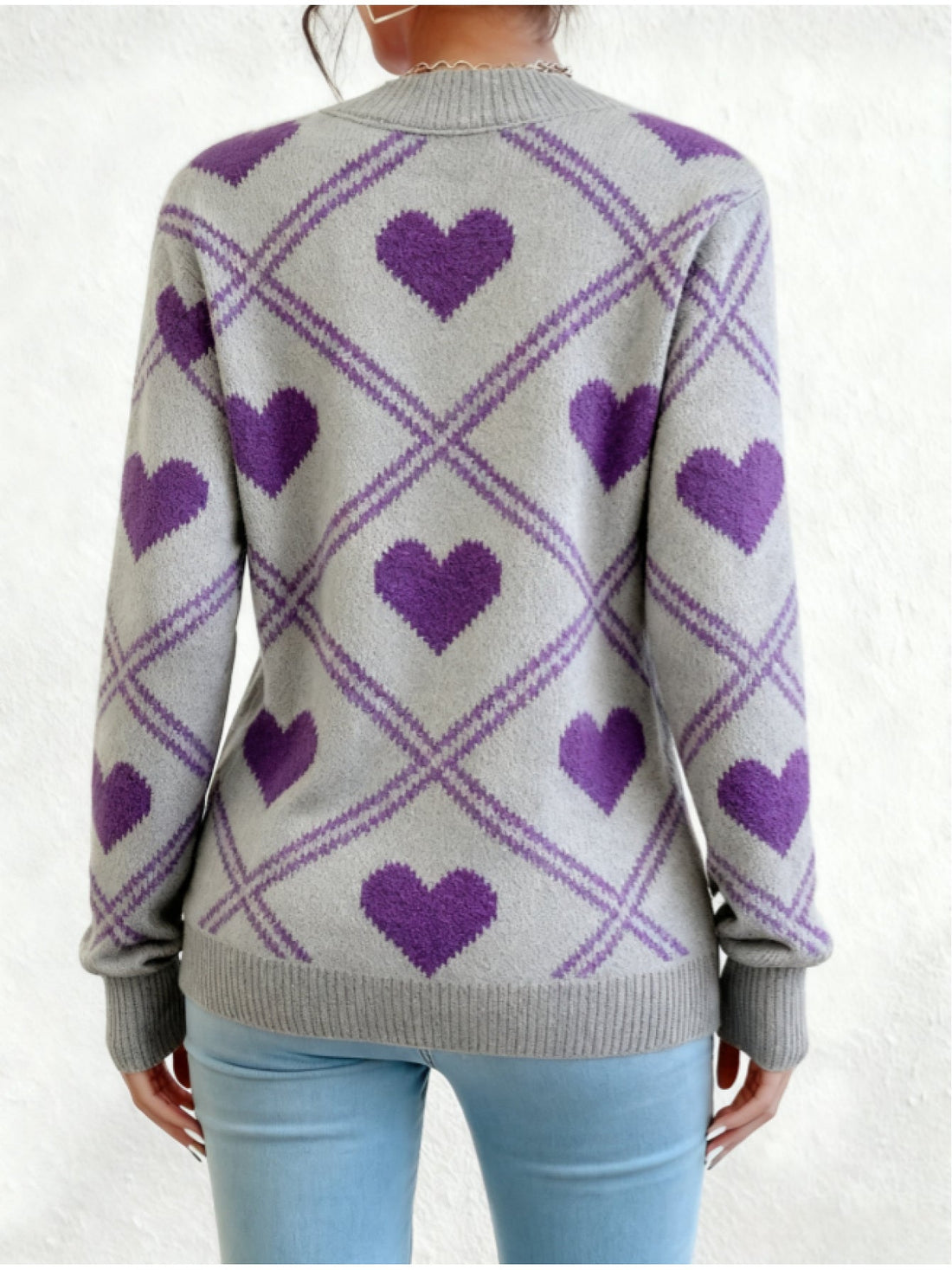Elvayn | Diamond Heart Color Block Sweater