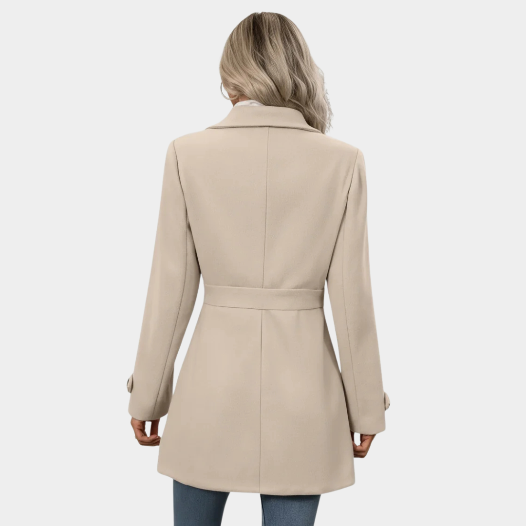 Elegant coat with contrasting buttons for women