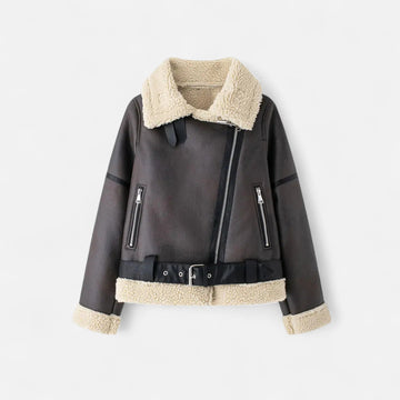 Elvayn | Women’s Autumn Belted Leather Jacket