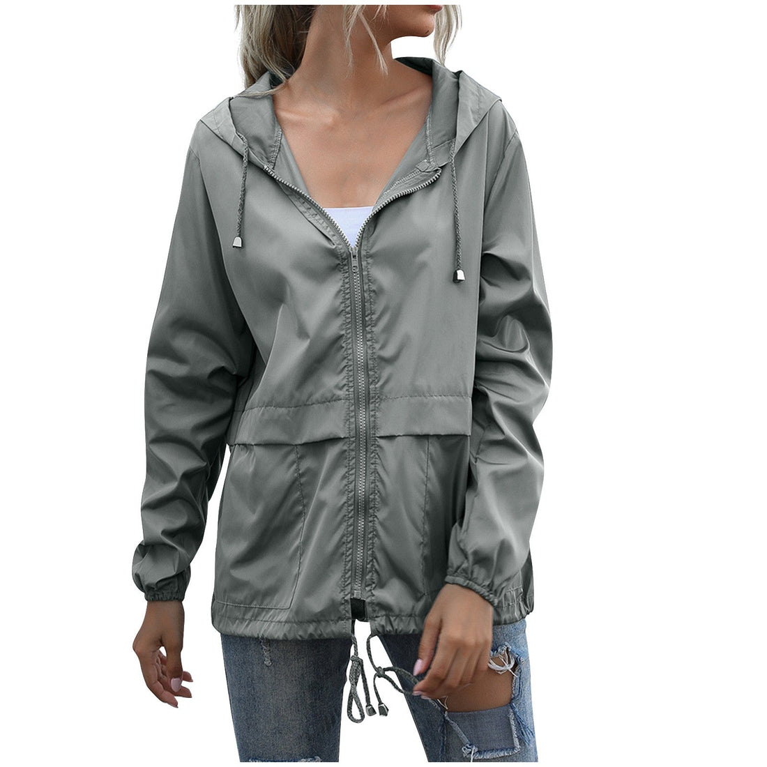 Elvayn | Women’s Casual Hooded Zip-Up Windbreaker Jacket