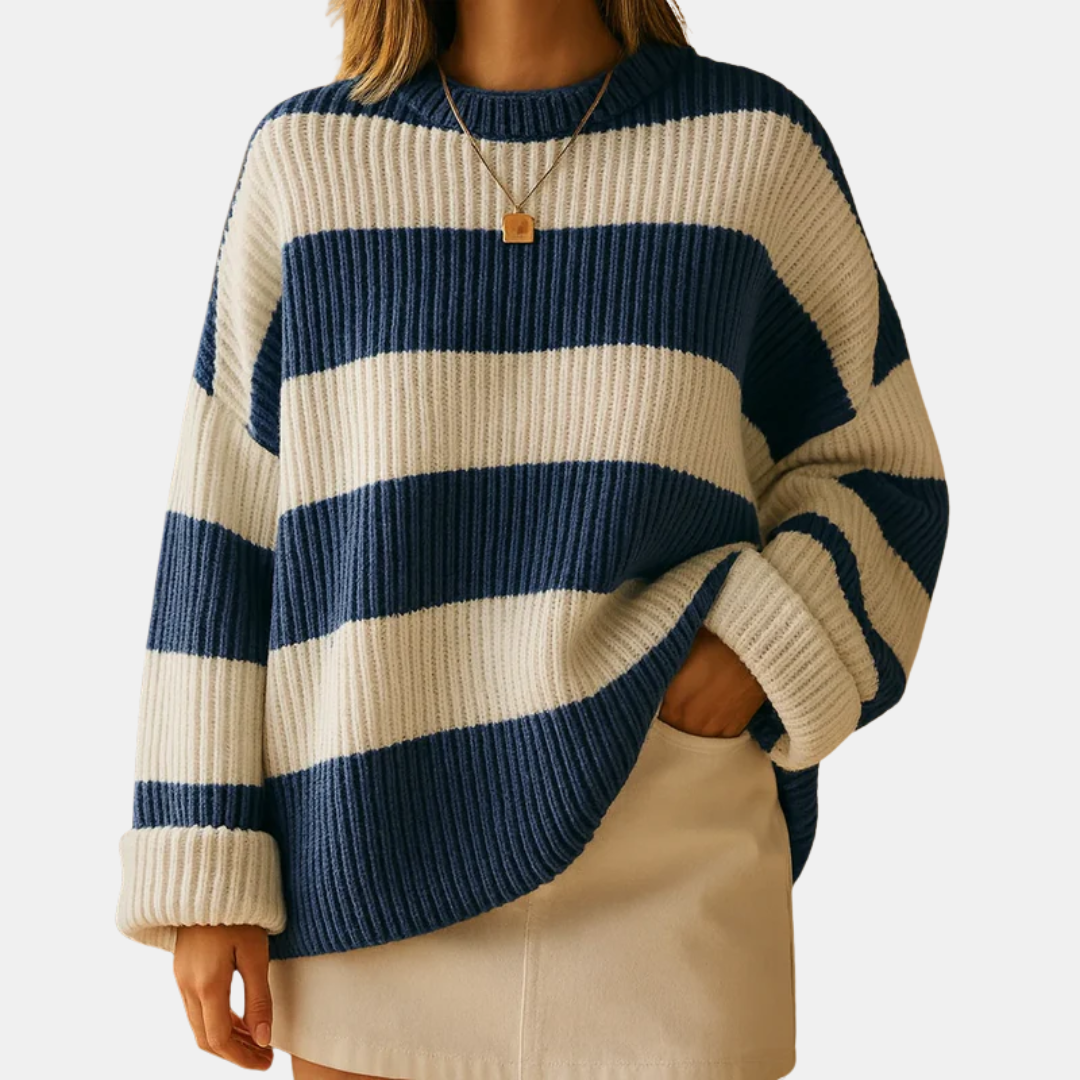 Women’s wide-striped sweater in soft knit
