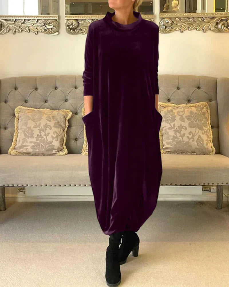 Elvayn | Soft Draped Winter Maxi Dress