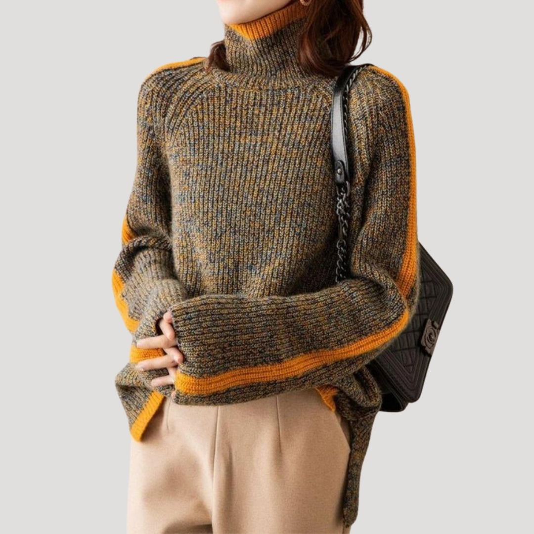 Elvayn | Women’s Spring Ribbed Turtleneck Knit Sweater