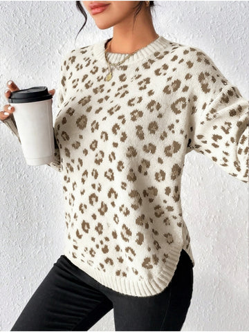 Elvayn | Classic Leopard Print Knit Sweater