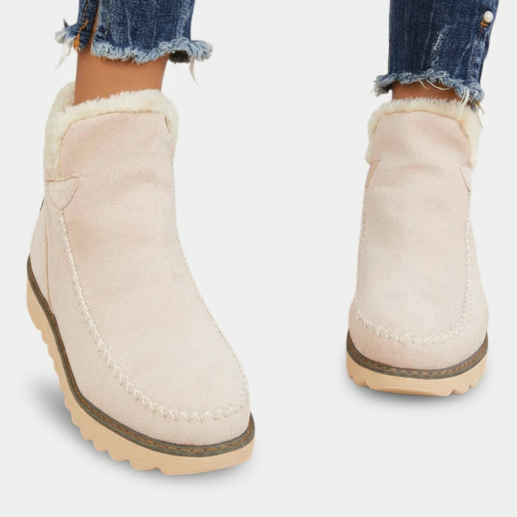 Fur-lined non-slip winter ankle boots for women