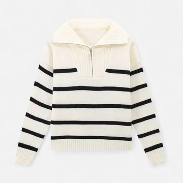 Elvayn  | Women's Striped Polo Sweater – Refined Autumn Heritage