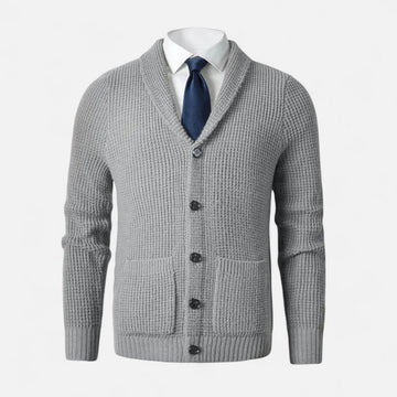 Elvayn  | Men’s Button-Up Premium Wool Sweater– Classic Slim Fit Style