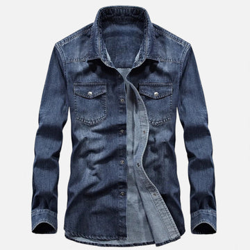 Elvayn | Men’s Loose-Fit Denim Shirt for Autumn/Winter