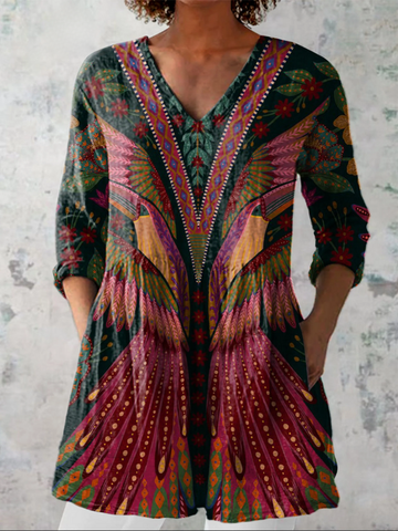 Tropical Bird Linen Tunic – Summer Vibes
