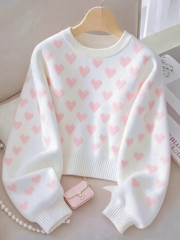 Elvayn | Soft Heart Mid-Length Knit Sweater