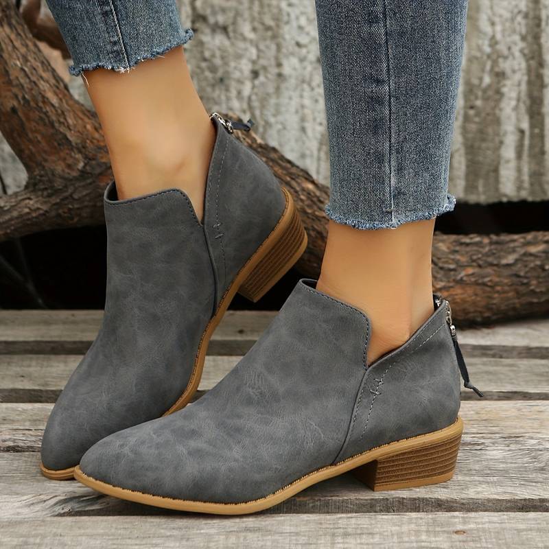 Elvayn | Women’s Casual Low Heel Slip-On Boots