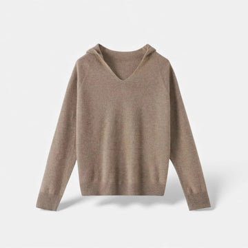 Elvayn | Women’s Loose Wool Knitted V-Neck Hoodie