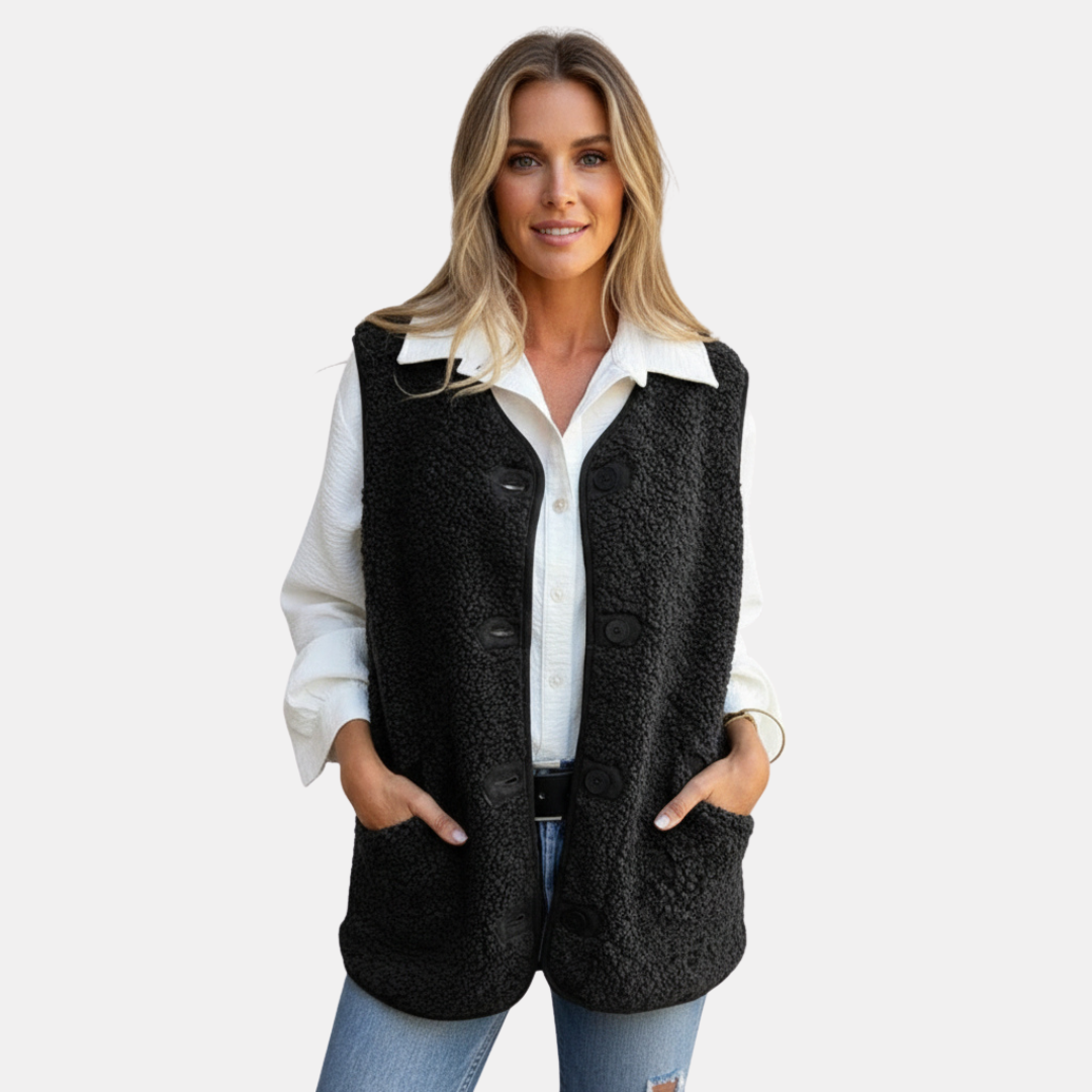Casual teddy fleece vest for women