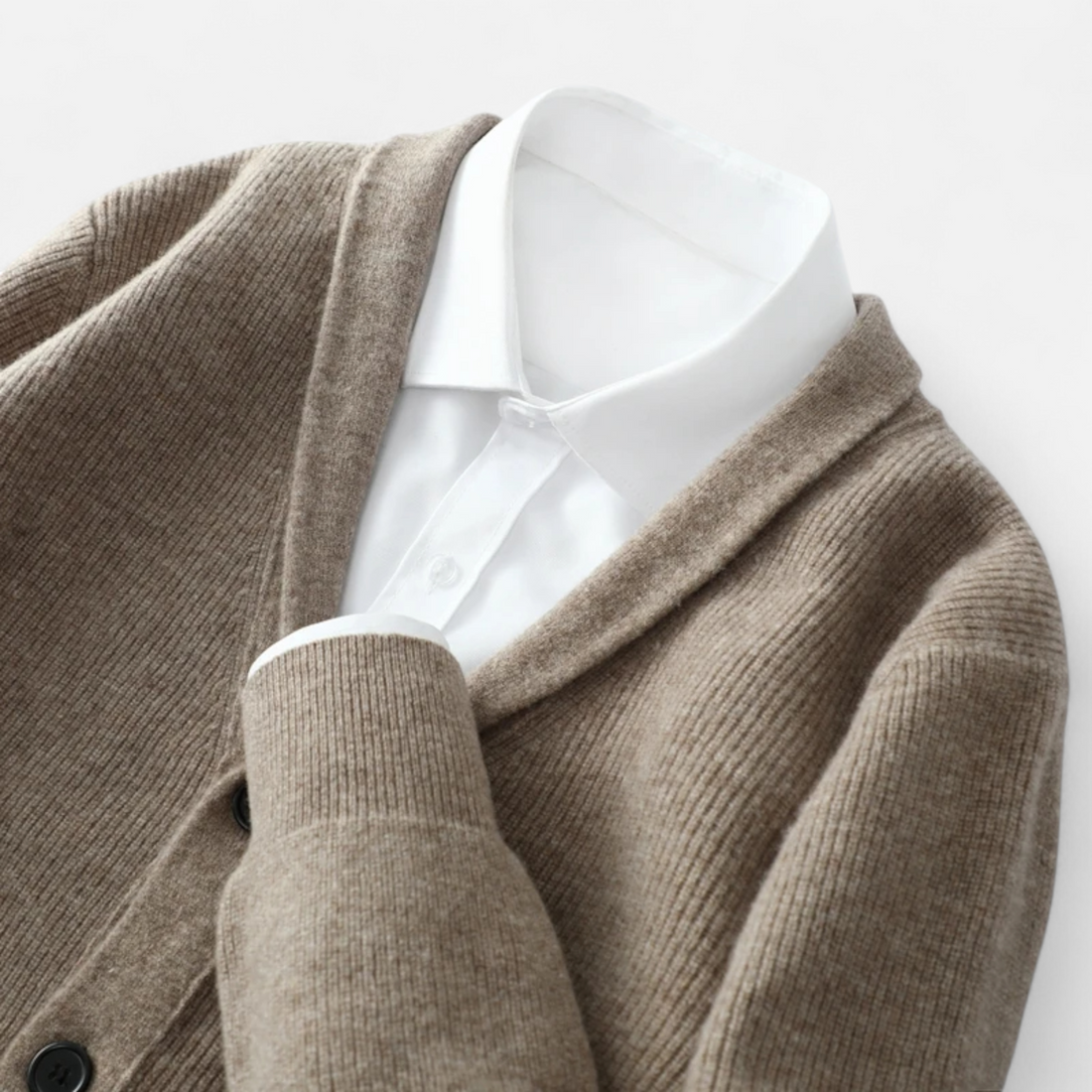 Elvayn | Men’s Merino Wool Suit-Collar Cardigan