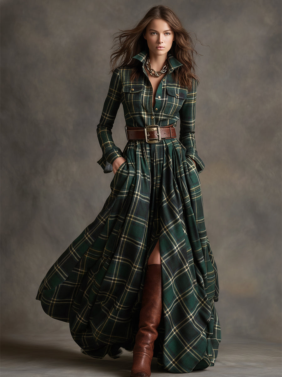 Harper™ | Maxi Checked Shirt Dress
