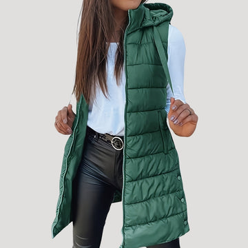 Elvayn | Winter Hooded Puffer Women Vest