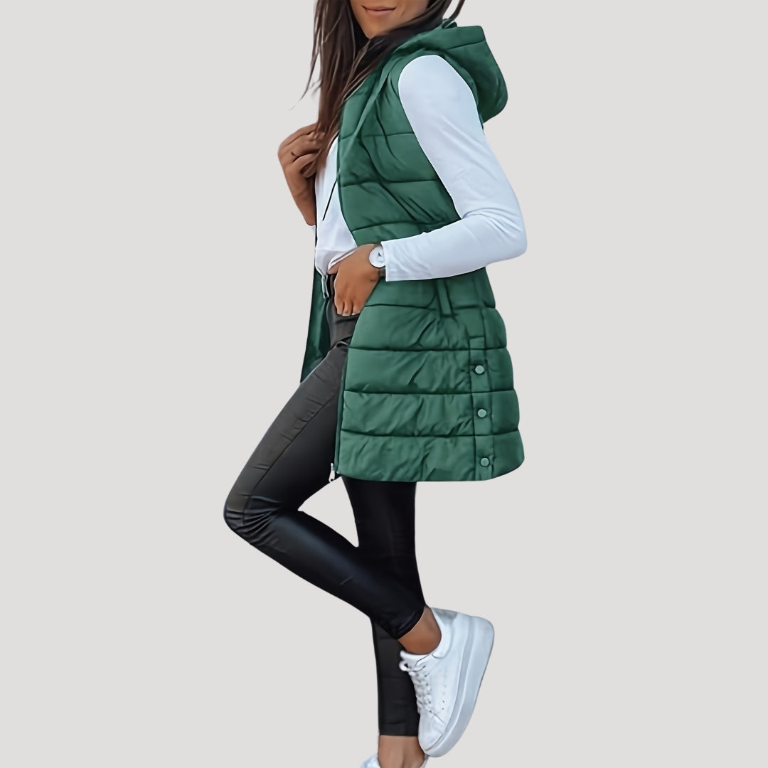 Elvayn | Winter Hooded Puffer Women Vest