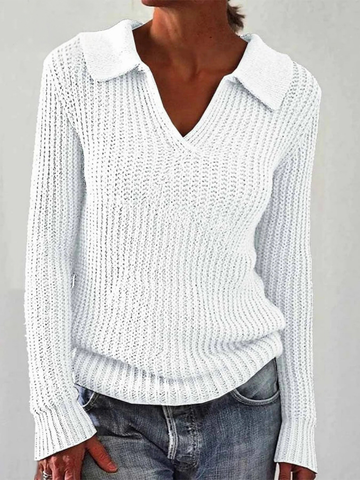 Elvayn | Women'S Autumn And Winter Casual Long-Sleeved Lapel Sweater