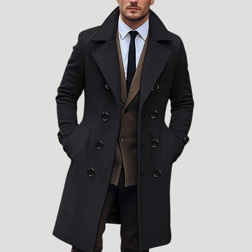 Elvayn | Men’s Spring Double-Breasted Long Coat
