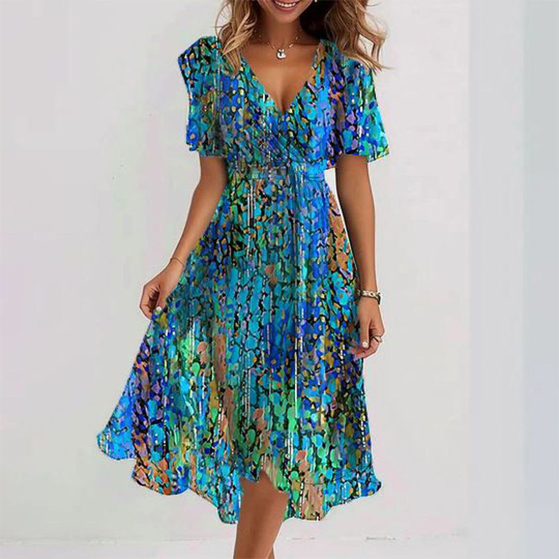 Elvayn | Breezy Blue Midi Dress