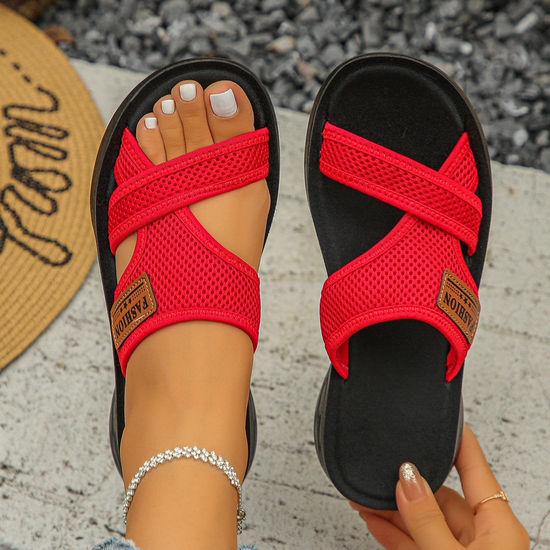 Elvayn | Peep Toe Slide Sandals