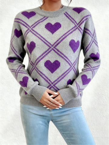 Elvayn | Diamond Heart Color Block Sweater
