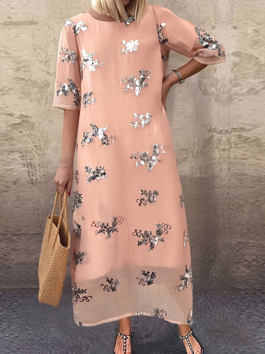 Elvayn | Sequin Evening Midi Dress