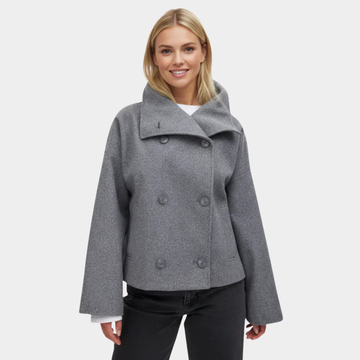 Elegant short jacket with large collar for women